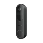 Sonnette vidéo noire Reolink Doorbell Battery avec objectif en haut et bouton rond en bas